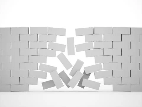 Silver demolition brick wall concept Stock Illustration