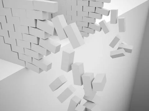Silver demolition brick wall concept Illustrazione stock
