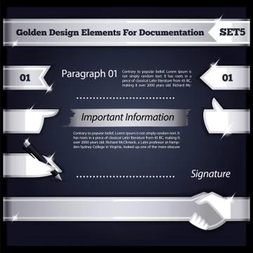 Silver Design Elements For Documentation Set 스톡 일러스트