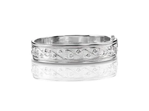 SIlver diamond bangle bracelet Stock Photos