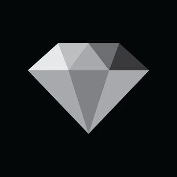Silver Diamond Gem Icon on Black Stock Illustration
