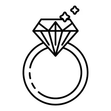 Silver diamond ring icon, outline style Stock Illustration