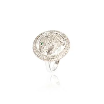 Silver diamond ring isolated on white Stock Photos