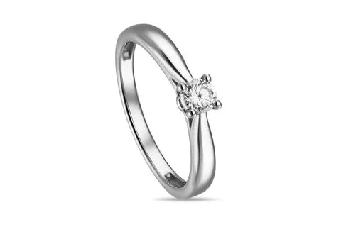 Silver diamond ring isolated on white background Stock Photos