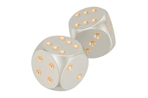 Silver dice, 3D rendering Stock Illustration