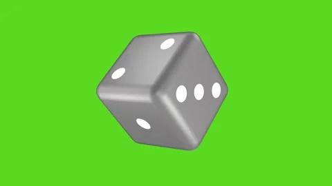 The silver dice rotates against the background of a green screen. Stock Footage 237938944