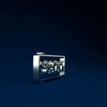 Silver Digital alarm clock icon isolated on blue background. Electronic watch Illustrazione stock