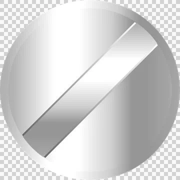 Silver disc with diagonal band is floating in 3D render on transparent Stock Illustration