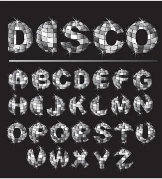 Silver disco ball letters Stock Illustration
