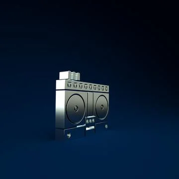 Silver DJ remote for playing and mixing music icon isolated on blue backgroun Stock Illustration