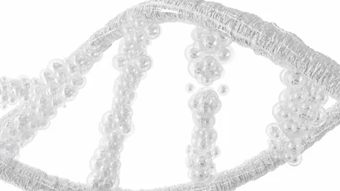 Silver DNA molecule from particles on white background and green screen. Stock Footage 256219215