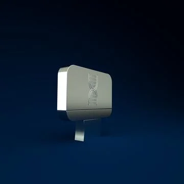 Silver DNA spiral and computer monitor icon isolated on blue background. Poly Stock Illustration