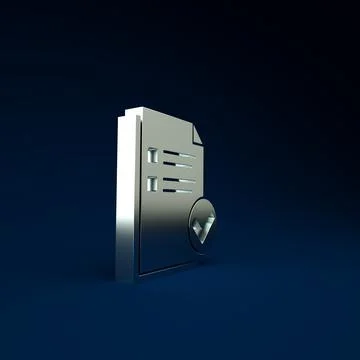 Silver Document and check mark icon isolated on blue background. Checklist ic Illustrazione stock