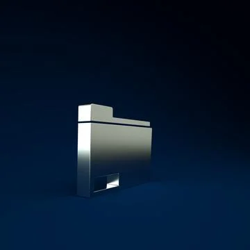 Silver Document folder icon isolated on blue background. Accounting binder sy Stock-Illustration
