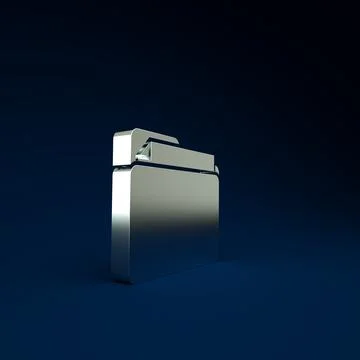 Silver Document folder icon isolated on blue background. Accounting binder sy Illustrazione stock
