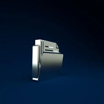 Silver Document folder icon isolated on blue background. Accounting binder sy 스톡 일러스트
