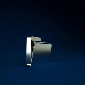 Silver Document folder icon isolated on blue background. Accounting binder sy Stock-Illustration