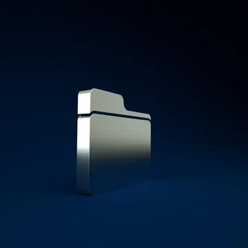 Silver Document folder icon isolated on blue background. Accounting binder sy Stockillustratie
