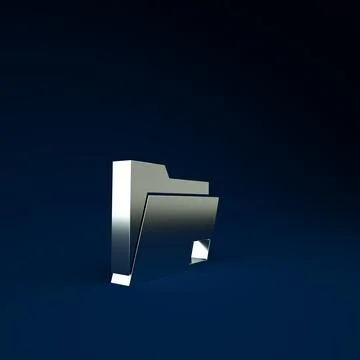 Silver Document folder icon isolated on blue background. Accounting binder sy Illustrazione stock