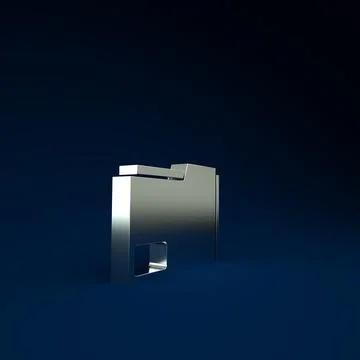 Silver Document folder icon isolated on blue background. Accounting binder sy Stockillustratie