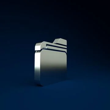 Silver Document folder icon isolated on blue background. Accounting binder sy Stock-Illustration