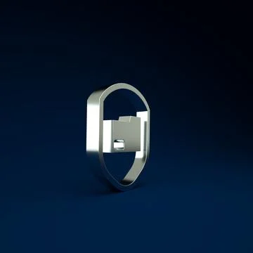 Silver Document folder protection concept icon isolated on blue background. C Illustrazione stock