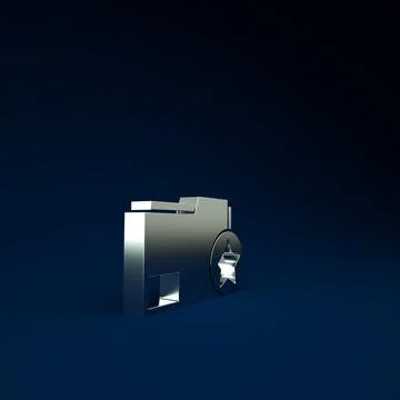 Silver Document folder with star icon isolated on blue background. Document b 스톡 일러스트