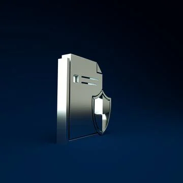 Silver Document protection concept icon isolated on blue background. Confiden 스톡 일러스트