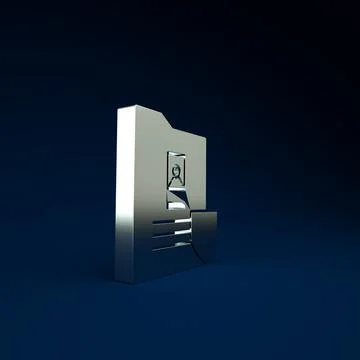 Silver Document with shield icon isolated on blue background. Insurance conce Stock Illustration