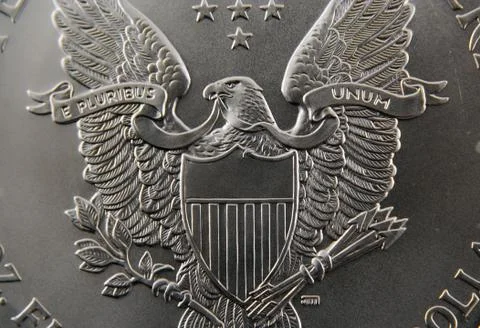 Silver dollar back macro Stock Photos