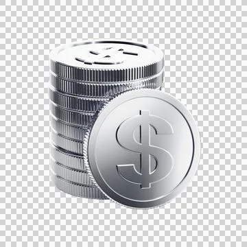 Silver Dollar Coins Stock Illustration