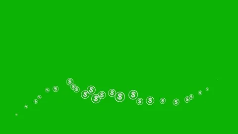 Silver dollar coins wave green Stock Footage 255488397