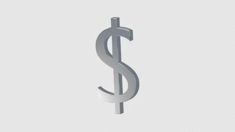 Silver Dollar Currency Symbol Floating on Transparent Background Stock Footage 346711757