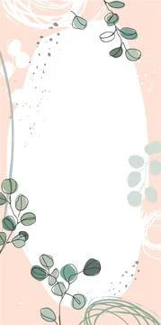 Silver dollar eucalyptus branches vector design. Template for social media Stock Illustration