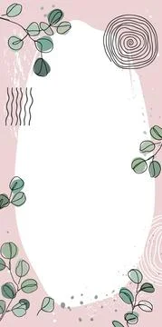 Silver dollar eucalyptus branches vector design. Template for social media Stock Illustration