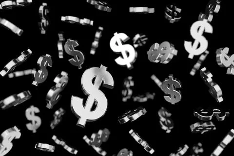 Silver dollar sign with soft focus. 3D rendering. Stock Illustration