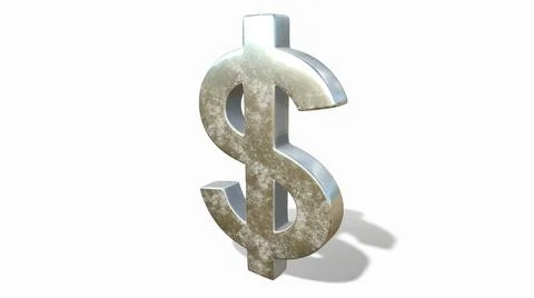 Silver dollar sign on a white background 3d-rendering Illustrazione stock