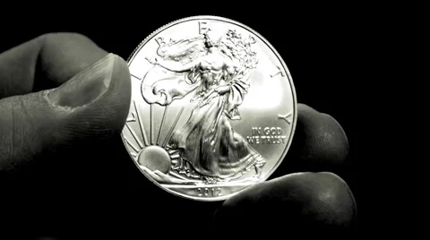Silver Dollar in stylized black and white. Stockbeeldmateriaal 61868054
