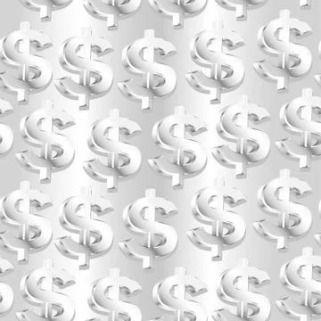 Silver dollar symbol in a seamless pattern Stock Illustration