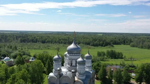 Silver domes of the Cathedral of the Assumption. Stock Footage 132391599