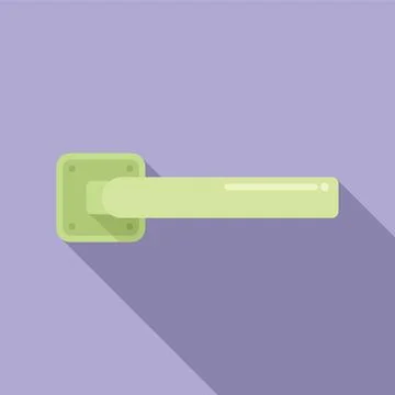 Silver door handle icon flat vector. Lock latch Stock Illustration