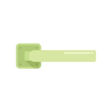 Silver door handle icon flat vector. Lock latch Stock Illustration