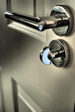 Silver door handle Stock Photos