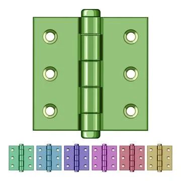 Silver door hinge cartoon vector graphic Illustration