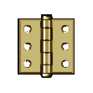 Silver door hinge pixel art vector illustration Stock Illustration