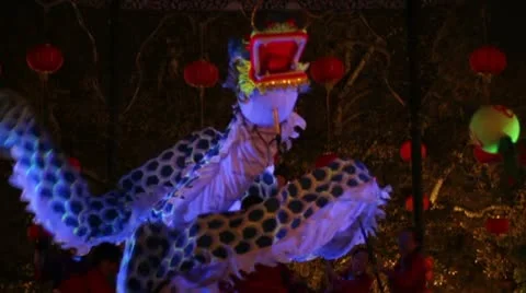Silver Dragon on Stage Stock Footage 10840313