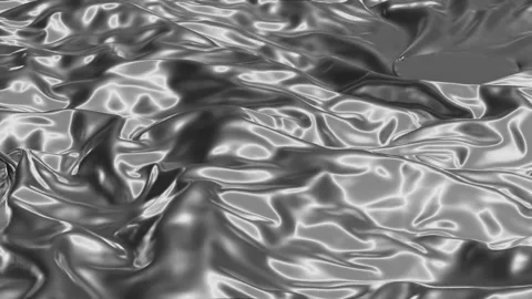Silver Draped Satin Fabric Background with Soft Luxury Folds and Glossy Stock Footage 328861713