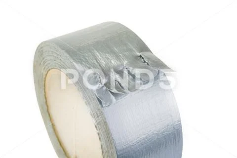 Silver duck tape with teared up start Stock Photos
