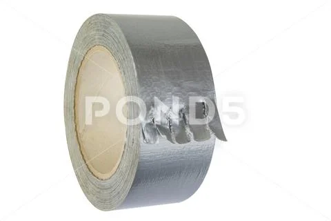 Silver duck tape with teared up start Stock Photos