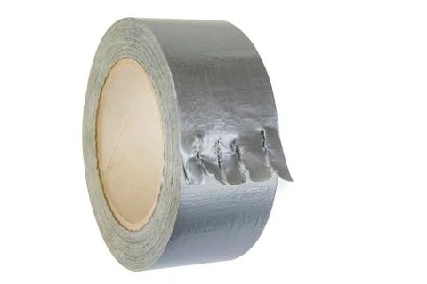Silver duck tape  with teared up start Stock Photos